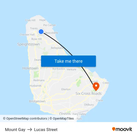 Mount Gay to Lucas Street map