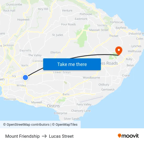 Mount Friendship to Lucas Street map