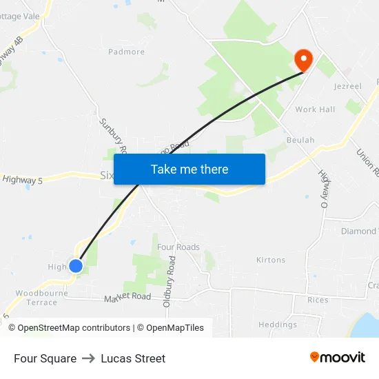 Four Square to Lucas Street map