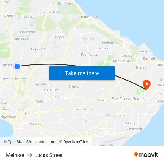 Melrose to Lucas Street map