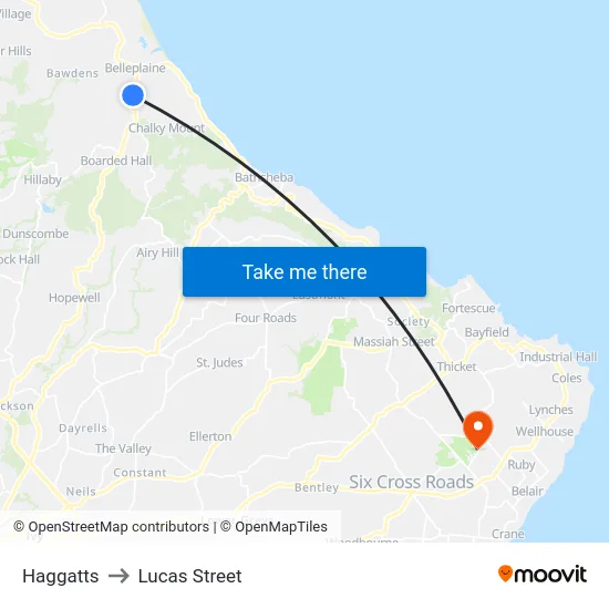 Haggatts to Lucas Street map