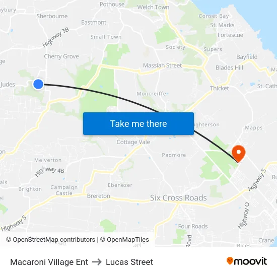Macaroni Village Ent to Lucas Street map