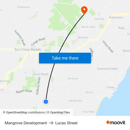 Mangrove Development to Lucas Street map