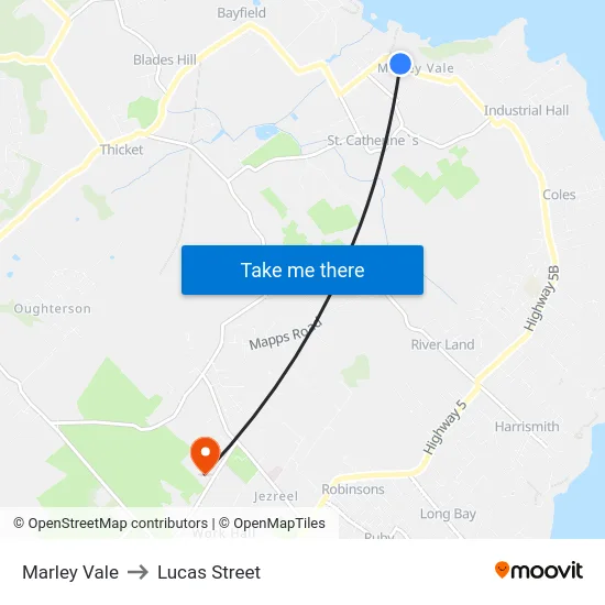Marley Vale to Lucas Street map