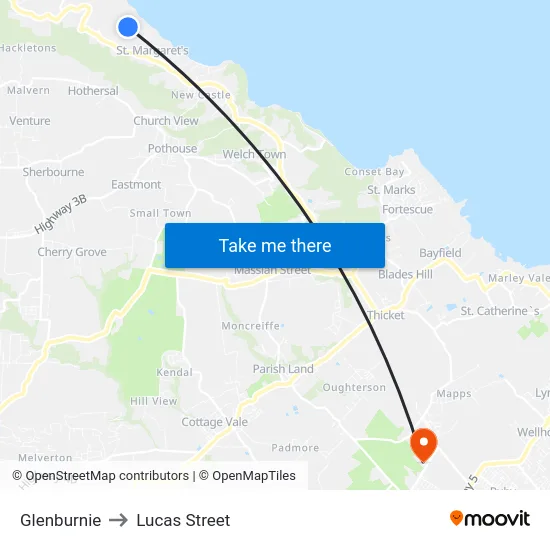 Glenburnie to Lucas Street map