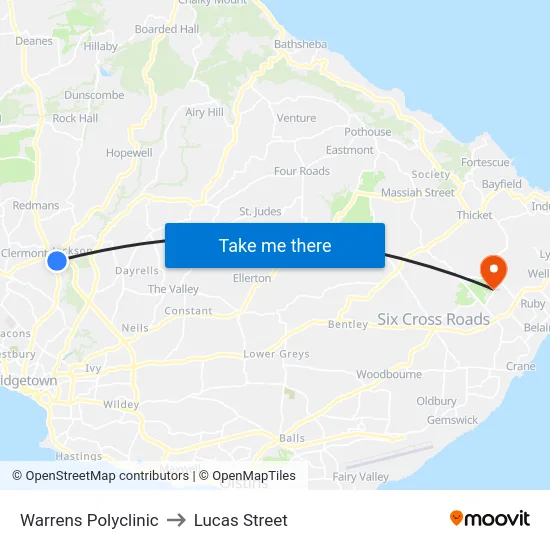 Warrens Polyclinic to Lucas Street map