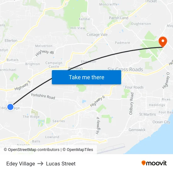 Edey Village to Lucas Street map