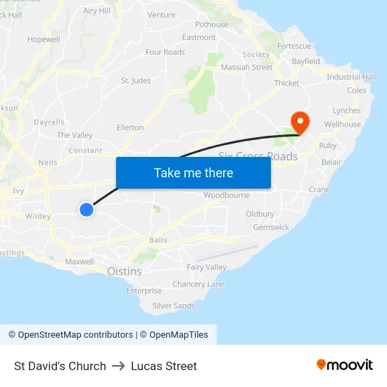 St David's Church to Lucas Street map