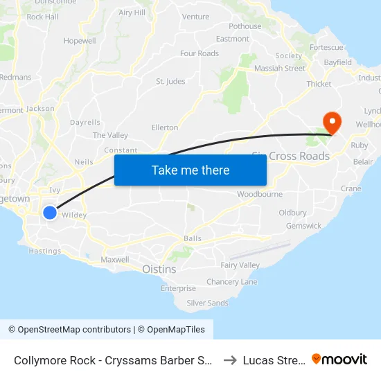 Collymore Rock - Cryssams Barber Shop to Lucas Street map