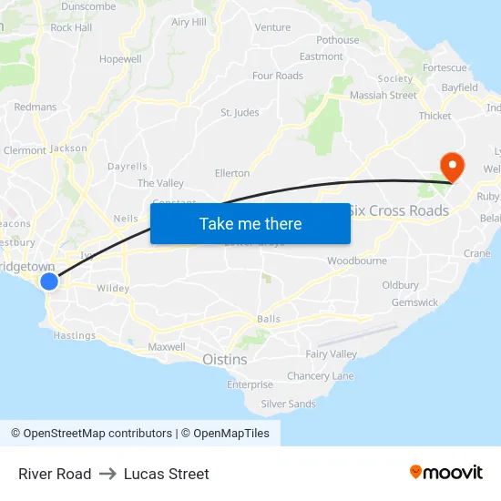 River Road to Lucas Street map