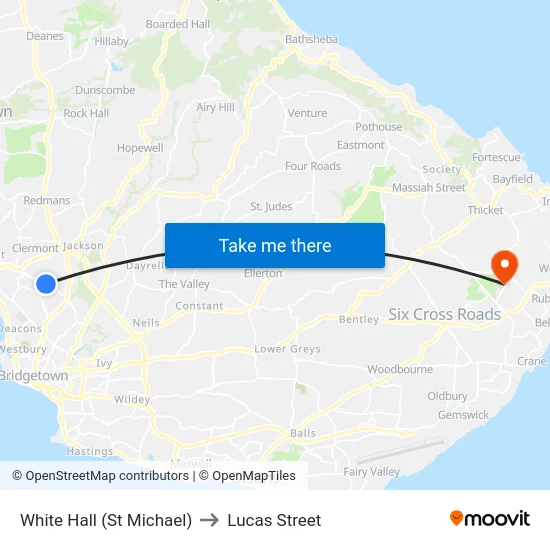White Hall (St Michael) to Lucas Street map