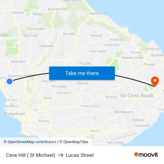 Cave Hill ( St Michael) to Lucas Street map