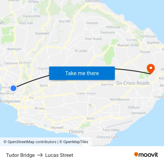Tudor Bridge to Lucas Street map