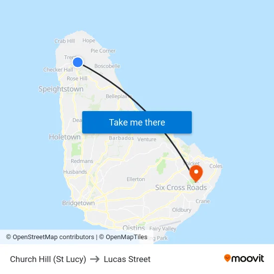 Church Hill (St Lucy) to Lucas Street map