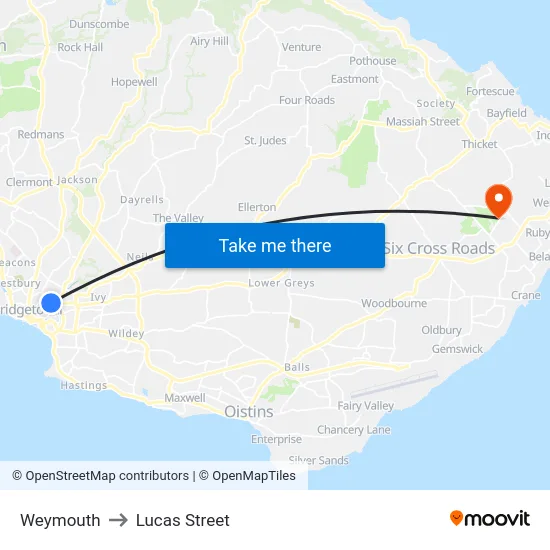 Weymouth to Lucas Street map