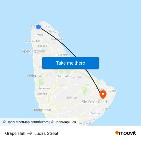Grape Hall to Lucas Street map
