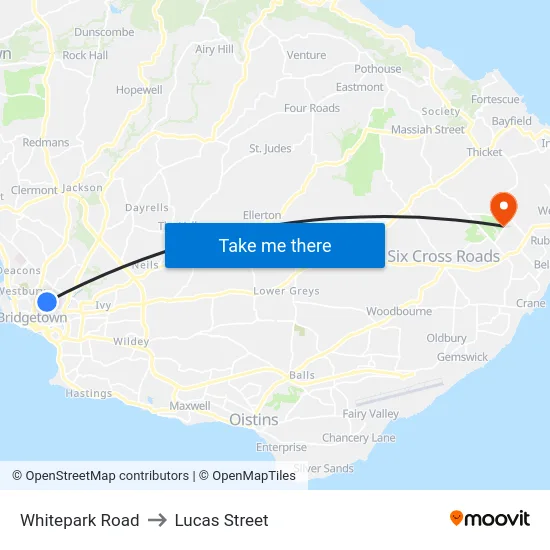 Whitepark Road to Lucas Street map