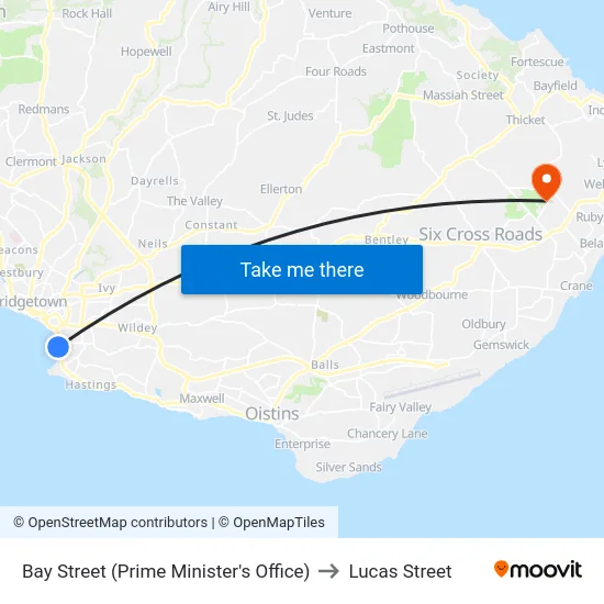Bay Street (Prime Minister's Office) to Lucas Street map