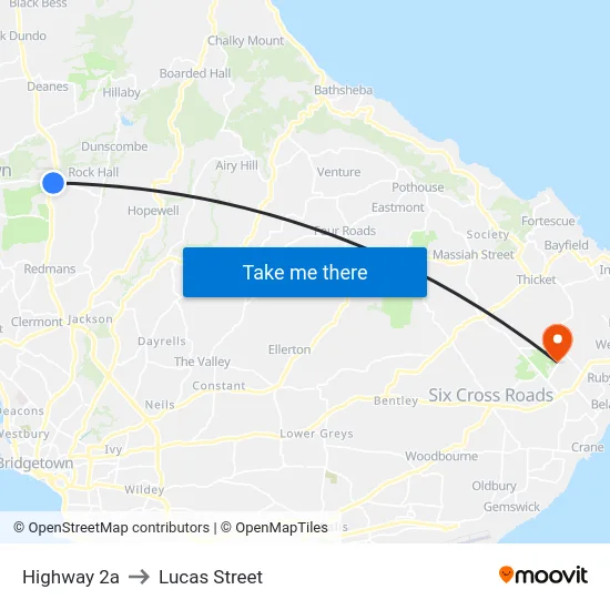 Highway 2a to Lucas Street map