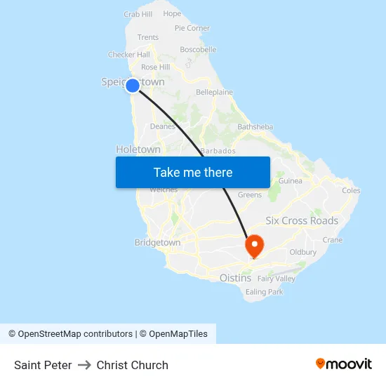 Saint Peter to Christ Church map