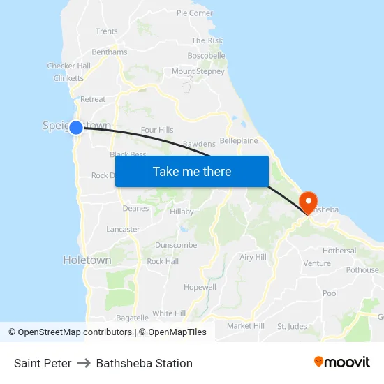 Saint Peter to Bathsheba Station map