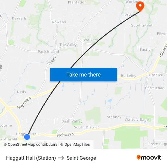 Haggatt Hall (Station) to Saint George map