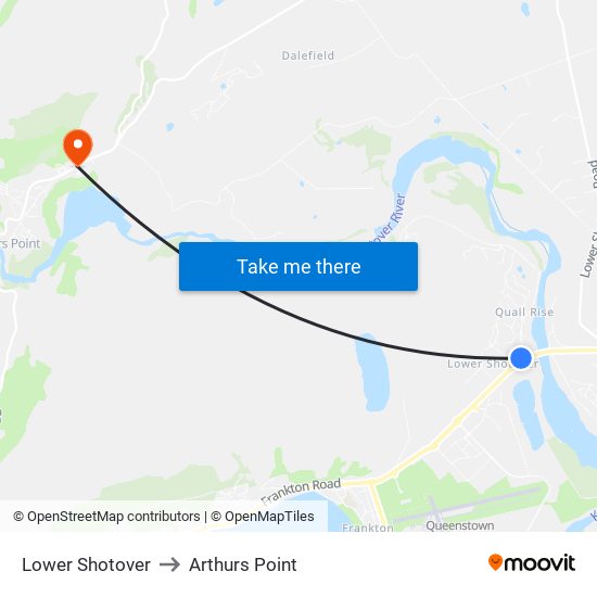 Lower Shotover to Arthurs Point map