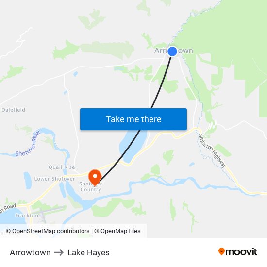 Arrowtown to Lake Hayes map