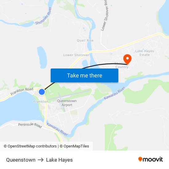 Queenstown to Lake Hayes map