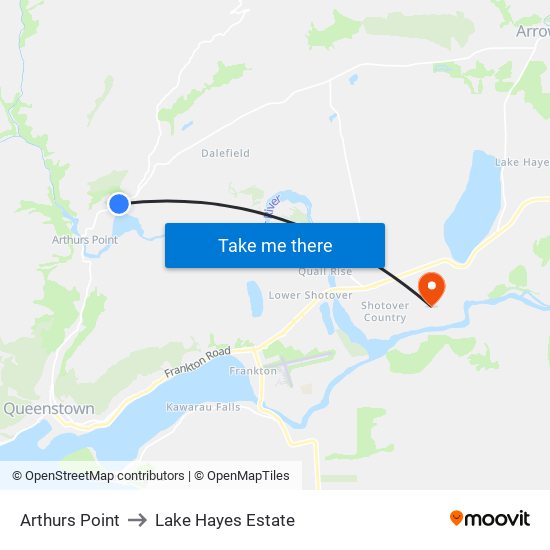 Arthurs Point to Lake Hayes Estate map