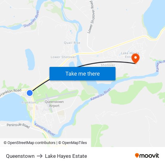 Queenstown to Lake Hayes Estate map