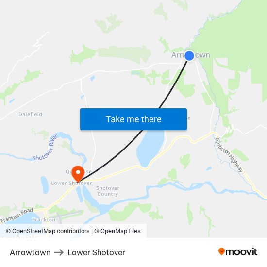 Arrowtown to Lower Shotover map