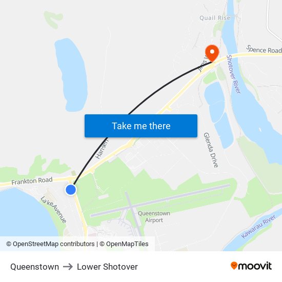 Queenstown to Lower Shotover map