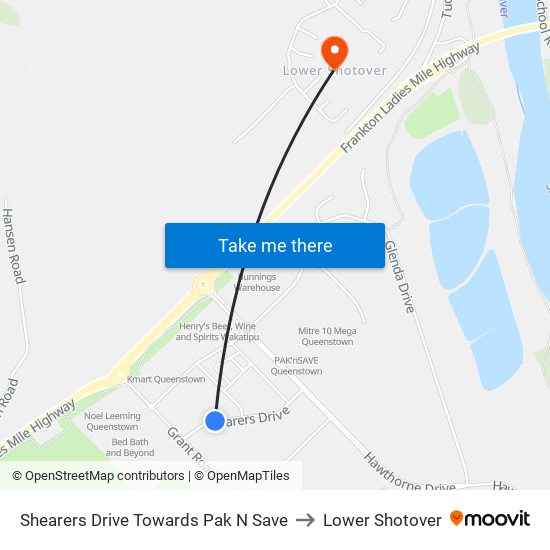 Shearers Drive Towards Pak N Save to Lower Shotover map