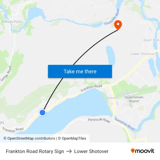 Frankton Road Rotary Sign to Lower Shotover map