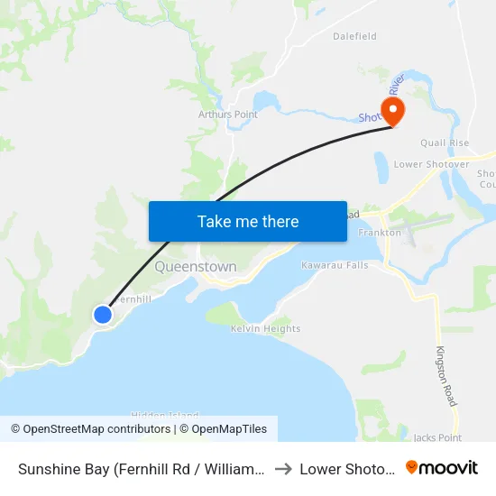 Sunshine Bay (Fernhill Rd / Williams St) to Lower Shotover map