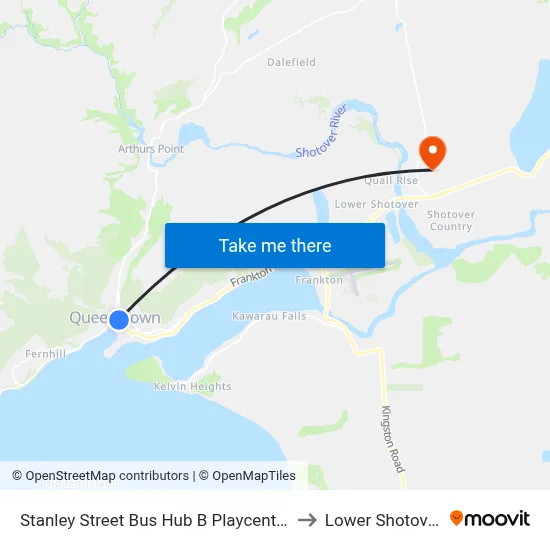 Stanley Street Bus Hub B Playcentre to Lower Shotover map