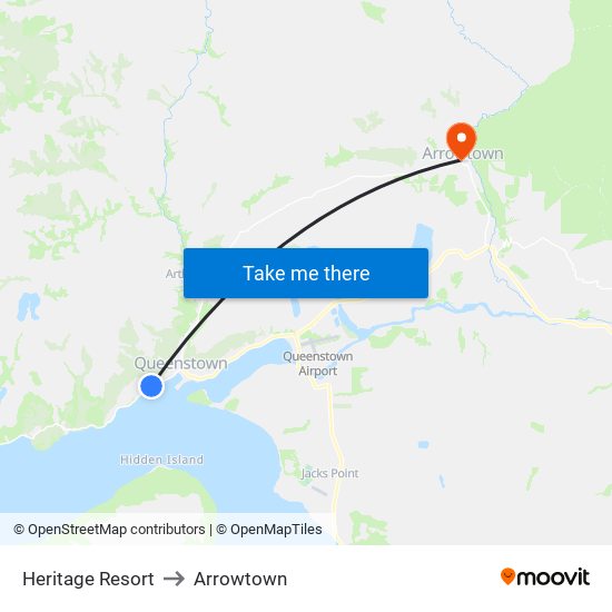 Heritage Resort to Arrowtown map