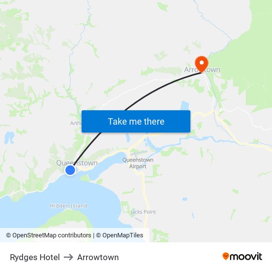 Rydges Hotel to Arrowtown map