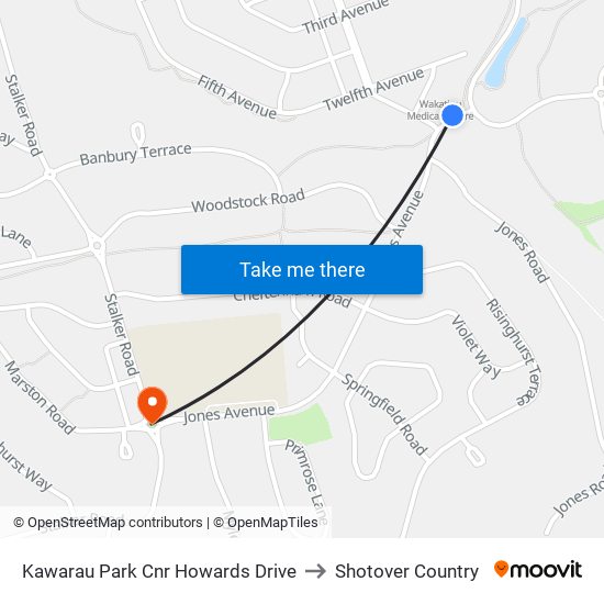 Kawarau Park Cnr Howards Drive to Shotover Country map