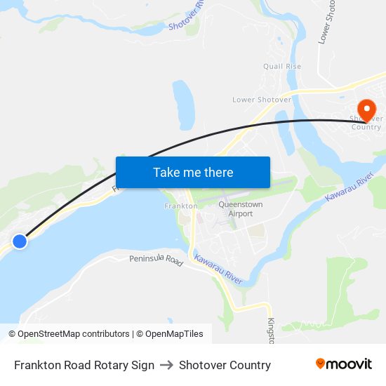 Frankton Road Rotary Sign to Shotover Country map