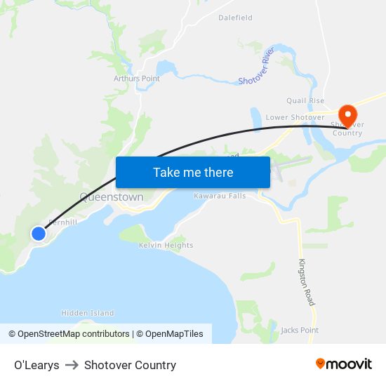 O'Learys to Shotover Country map