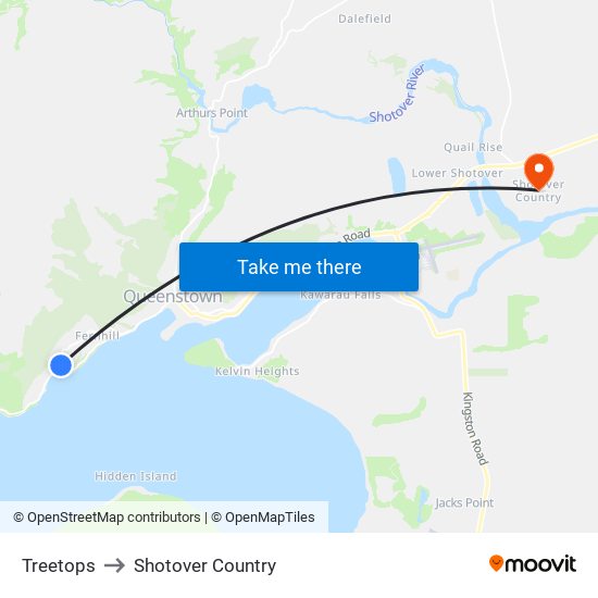 Treetops to Shotover Country map