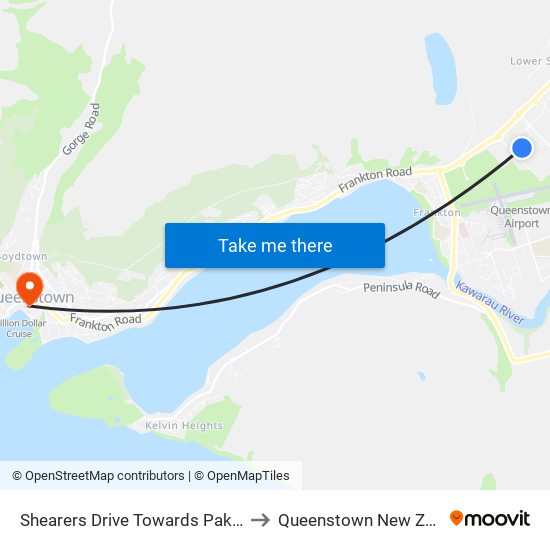 Shearers Drive Towards Pak N Save to Queenstown New Zealand map