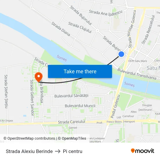 Strada Alexiu Berinde to Pi centru map