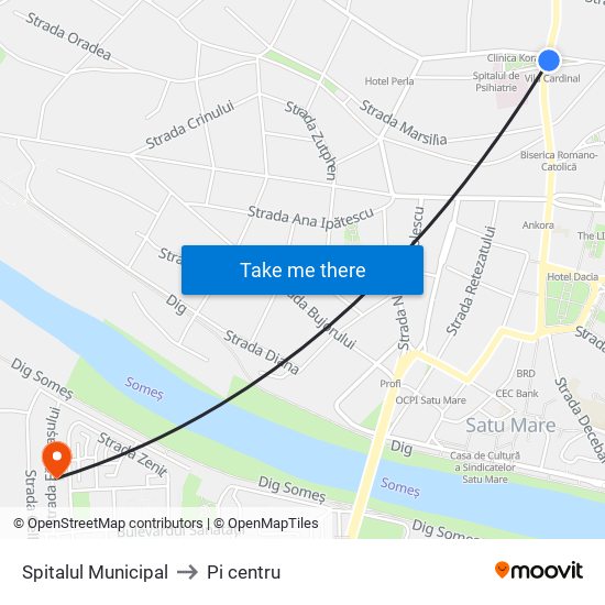 Spitalul Municipal to Pi centru map