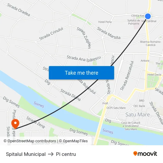 Spitalul Municipal to Pi centru map