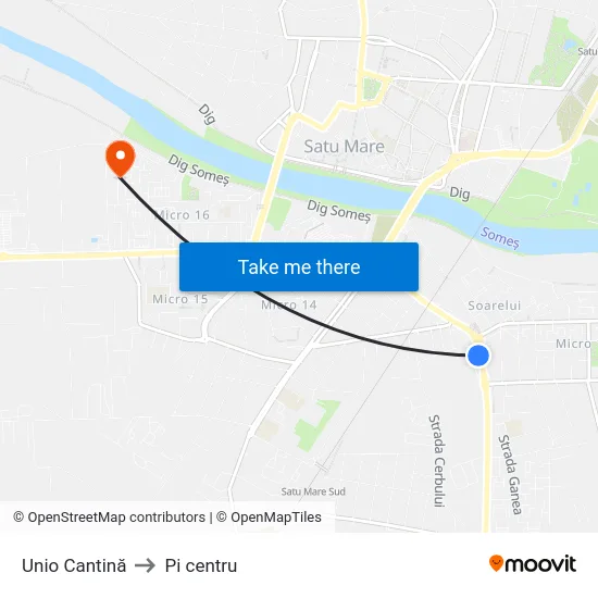 Unio Cantină to Pi centru map