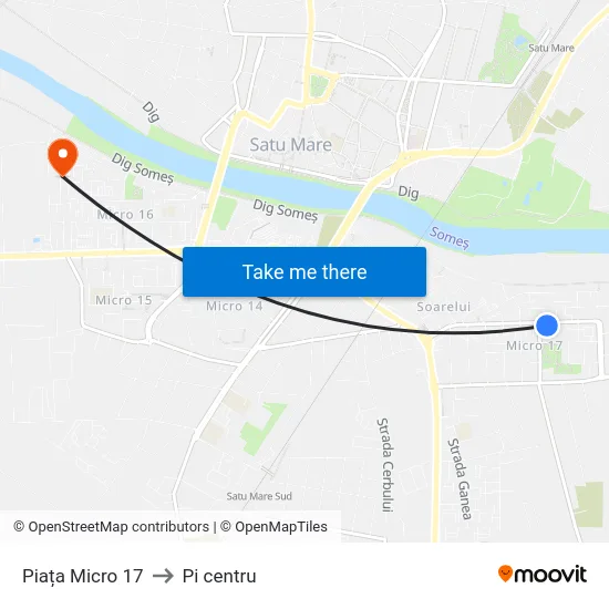 Piața Micro 17 to Pi centru map