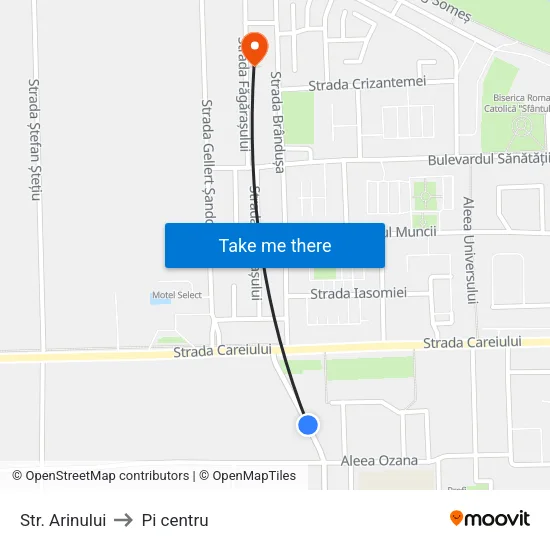 Str. Arinului to Pi centru map